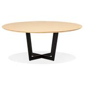 Grande table à diner / salle à manger scandinave ronde 'BIG VÄN' bois pieds métal noir - Ø 120 cm