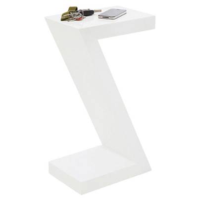 Table basse design d'appoint / chevet / étagère 'Z' en bois blanc laqué