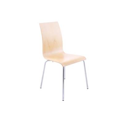 Chaise design 'Léa' en bois naturel avec 4 pieds chromé