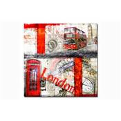 Tableau Londres Big Ben bus et phone box – 50 x 50 cm
