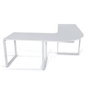Bureau d'angle design 'Président' en bois blanc pieds en métal blanc - 200 x 230 cm