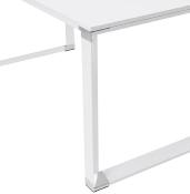 Bureau de direction droit 'Business' en bois blanc pieds métal blanc et métal chromé – 160 x 80 cm