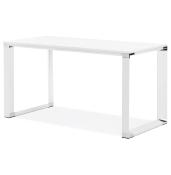 Bureau de direction droit 'Small Business' bois blanc pieds métal blanc et métal chromé – 140 x 70 cm