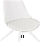 Petite chaise de bureau design à roulettes dossier bas 'SIMPLE' blanche avec pieds en métal blanc
