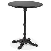 Petite table ronde de bistrot 'ANTIK' en pierre noire effet marbre pied central rond noir - Ø 60 cm