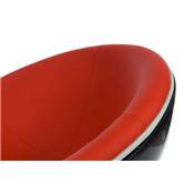 Fauteuil design boule SPHERE pivotant rouge et noir pied chromé