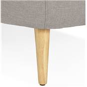 Canapé droit 3 places design scandinave 'Wellington' en tissu gris capitonné pieds bois ou cuivre