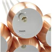 Suspension design 'GRELOT' avec 7 abats-jour boule en métal cuivré