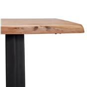 Table basse style industriel 'LITTLE BARNE' bois massif pieds tréteaux en métal noir - 115 x 65 cm