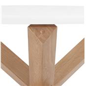 Table basse ronde 'FAST GLAS' plateau en bois blanc et 4 pieds en bois naturel massif ciré - Ø 80 cm
