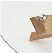 Table basse ronde 'FAST GLAS' plateau en verre trempé transparent 4 pieds bois massif ciré - Ø 80 cm
