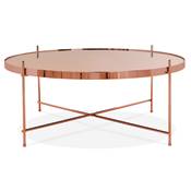 Table basse ronde 'ELEMENTO XL' plateau en verre miroir cuivré 4 pieds en métal cuivré - Ø 80 cm