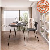 Petite table / bureau droit industriel 'SPLEEN' plateau bois noir 4 pieds métal noir – 142 x 74 cm