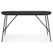 Petite table / bureau droit industriel 'SPLEEN' plateau bois noir 4 pieds métal noir – 142 x 74 cm