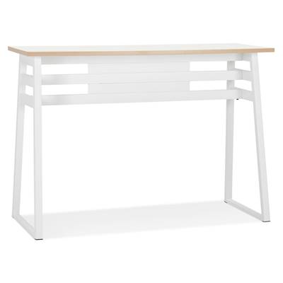 Table de bar Mange-debout design 'BARAS' en bois blanc pied en métal blanc - 150 x 60 cm