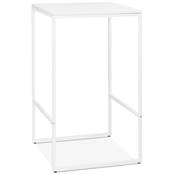 Table bar haute style industriel carré 'BISTRO' bois blanc 4 pieds métal blanc idéal proffesionnels