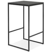 Table de bar haute style industriel carré 'BISTRO' bois noir 4 pieds métal noir idéal proffesionnels