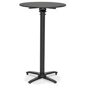 Table de bar haute pliable ronde 'BARDA' en bois noir avec pied central en métal noir – Ø 68 cm