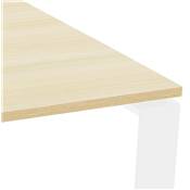 Table de réunion / bureau bench design 'LITTLE MEET' en bois pieds en métal blanc - 140 x 140 cm