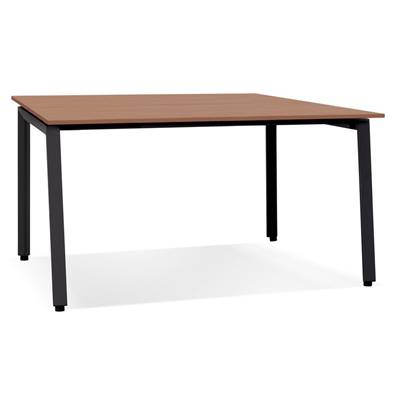 Table de réunion / bureau bench design 'BIG INCONTRO' en noyer pieds en métal noir - 140 x 140 cm