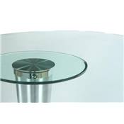 Table / table de réunion ovale 'Vénus' plateau verre pied central en métal brossé – 160 x 108 cm