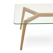 Table basse scandinave rectangulaire 'Kaffetäbel' plateau verre 4 pieds bois – 120 x 60 cm