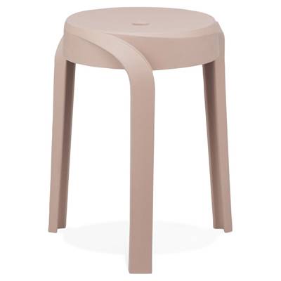 Tabouret bas design de style moderne empilable 'FIORI' en resine beige