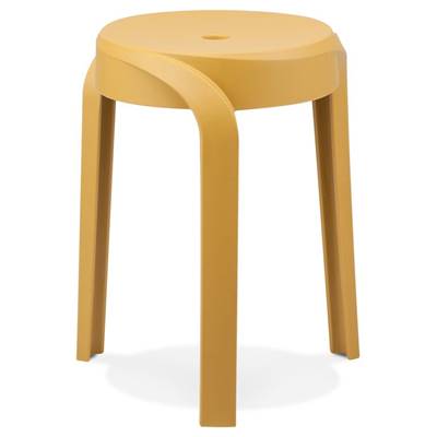 Tabouret bas design de style moderne empilable 'FIORI' en resine jaune