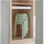 Tabouret bas design de style moderne empilable 'FIORI' en resine verte