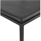 Tabouret de bar empilable design carré 'BLACK IRON' noir avec pieds en métal noir et dossier bas