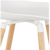 Tabouret de bar scandinave 'NORSKI' blanc 4 pieds bois naturel repose pieds métal blanc dossier haut