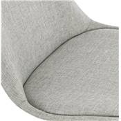 Tabouret snack mi-hauteur 'KESKI MINI' tissu gris clair 4 pieds métal noir repose pieds dossier haut