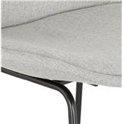 Tabouret de snack mi-hauteur 'GUSTO MINI' tissu gris clair pieds tréteaux métal noir dossier haut