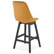 Tabouret snack mi-hauteur 'CHAIRMAN MINI BLACK EDITION' velours moutarde 4 pieds noir dossier haut