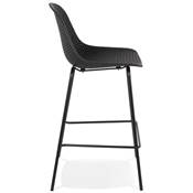 Tabouret de snack mi-hauteur intérieur/extérieur 'RAINY' perforé 4 pieds métal noir dossier haut