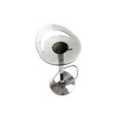 Tabouret de bar réglable design 'Leo' pivotant en plexiglass gris foncé pied central en métal chromé