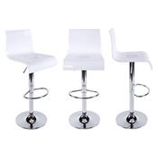 Tabouret de bar réglable design 'Ice' pivotant plexiglass blanc pied métal chromé dossier haut