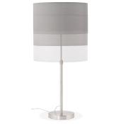 Lampe à poser design 'Okno' abat-jour cylindrique gris socle en métal brossé réglable
