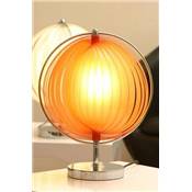 Lampe à poser design 'Astra' abat-jour rond modulable en lamelles flexibles orange structure chromé