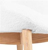 Fauteuil à oreilles capitonné design scandinave 'ELEGAN' en tissu bouclé blanc pieds en bois naturel
