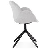 Chaise design à accoudoirs rembourée 'TUNED' en tissu gris clair avec 4 pieds en métal noir