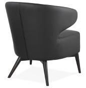 Fauteuil lounge design à accoudoirs 'BLACK COBBE' noir pieds en bois noir