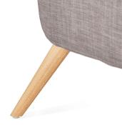 Fauteuil lounge design à accoudoirs 'COBBE' en tissu gris pieds en bois naturel