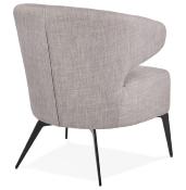 Fauteuil lounge design à accoudoirs 'STEEL COBBE' en tissu gris pieds en métal noir