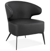 	Fauteuil lounge design à accoudoirs 'STEEL COBBE' noir pieds en métal noir