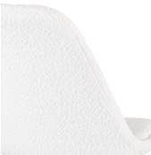 Tabouret de bar design de style moderne 'KESKI' en tissu bouclé blanc 4 pieds et repose pieds métal blanc dossier haut