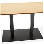 Table bar haute design 'Tvillin Black XL' bois naturel double pied central métal noir – 180 x 90 cm
