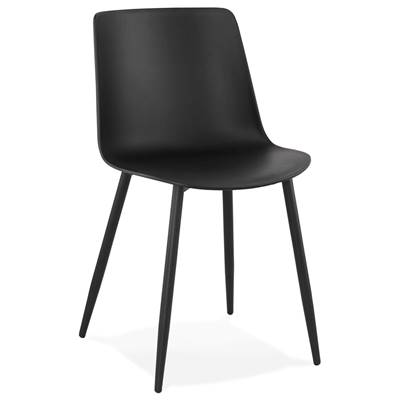 Chaise design moderne 'SILDE' noire avec 4 pieds en métal noir