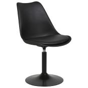 Chaise design pivotante 'Tulipe Kolor' noire pied central - Lot de 2