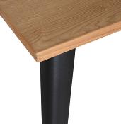 Table de salle à manger carré style indutriel 'ORIANE' plateau bois naturel pieds en métal noir - 76 x 76 cm